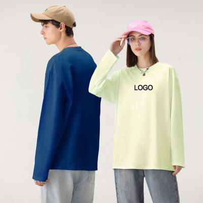 Cina 250gm t-shirt maschile a manica piena in oversized cotone termico manica lunga unisex bianco in vendita