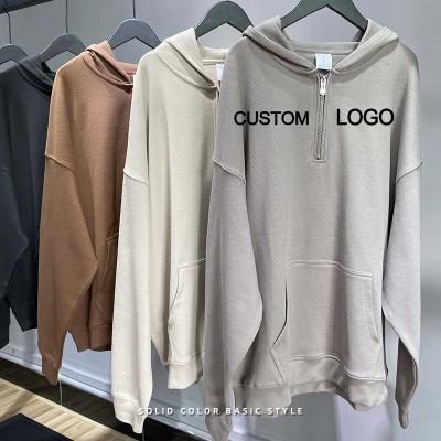 China 300g-700g Cotton Unisex Mens Streetwear Oversized Puff Print Half Zip Up Hoodies 3xl 4xl 5xl for sale