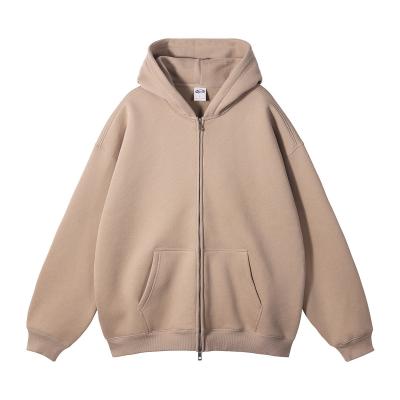 China Autumn Winter Suede 350G Double Head Zipper Hoodie Cardigan Zip Neck Collar Sweatshirt for sale