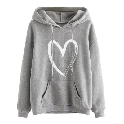 Κίνα Επεξεργασμένο κέντημα hoodie Fall Fashion Trend Γυναικεία Casual Heart Print Μακρύ μανίκι πουλόβερ προς πώληση