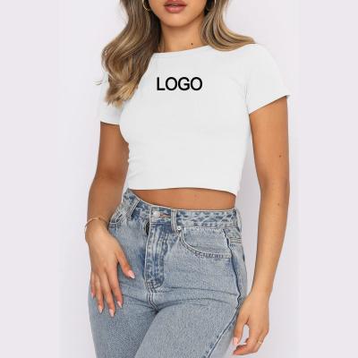 China 2023 Summer Baby Tee Y2k Crop Tops Tee Shirt Sexy Thin Blank Shirt For Woman Sizes M for sale