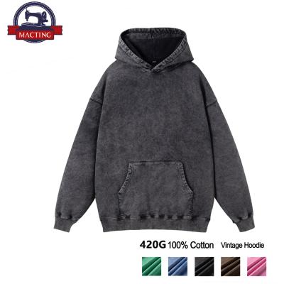 China Vintage capuchon met zuurwas voor mannen Reguliere hoodie met mouw Cotton gebreide stof Te koop