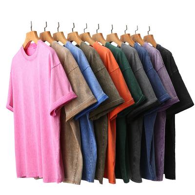 Chine Laver T-shirts blancs vintage en détresse T-shirt de lavage à l'acide pour hommes Femmes à vendre