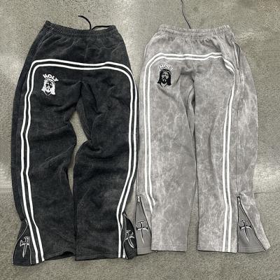 China French Terry Fabric Men's Flared Sweatpants with Side Zipper Customized by Manufacturers for sale