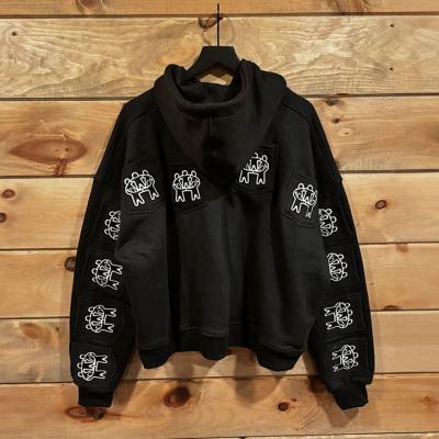 China Custom Full Multi Pockets Zip Up Oversized Cropped Hoodie Men Unisex Embroidery Print Heavyweight Hoodies for sale