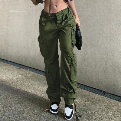 China Custom Vintage High Waist Streetwear Pockets Trousers Baggy Casual Ladies Parachute Sports Cargo Pants for Women à venda