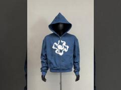 custom 500 gsm puff print heavyweight zip up hoodie