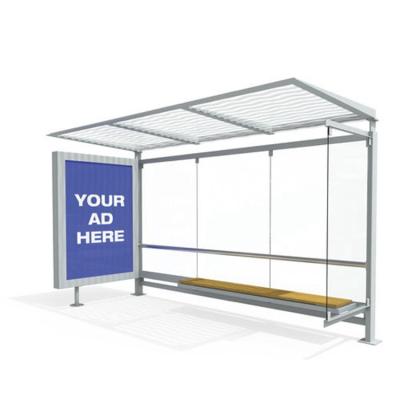 China City Outdoor Furniture Single Style Metal Bus Stop Shelter With Light Box for sale