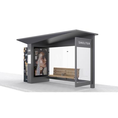 China Outdoor City Furniture Metal Vending Machine Smart Bus Station Stop For Sale Prefab Bus Stand With Indoor Store for sale