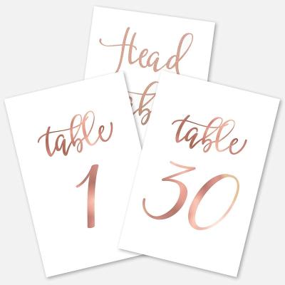 China Morden Rose Gold Wedding Table Numbers Cards 4x6