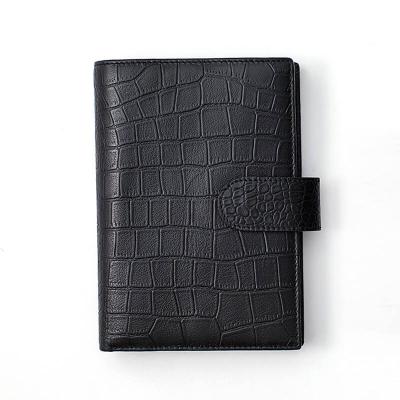 China Real Leather Fashion Softcover Creative Crocodile Notebook Cover Wallet Type With Metal Ring Binder for sale