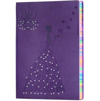 China A5 Hardcover Lined Writing Notepads Planner Travel Journal PU Purple Leather Notebook for Girls Women Princess Butterfly Diary for sale