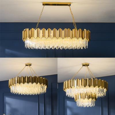 China Contemporary Crystal Gold Modern Led Lamp Quality Raw Material Project Design Hotel Restaurant Metal Chandelier for sale