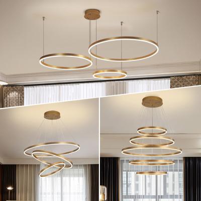 China New Design Quality Raw Material Luxury Modern Decorative Customized Indoor Hotel Restaurant Circle Rings LED Pendant Light for sale