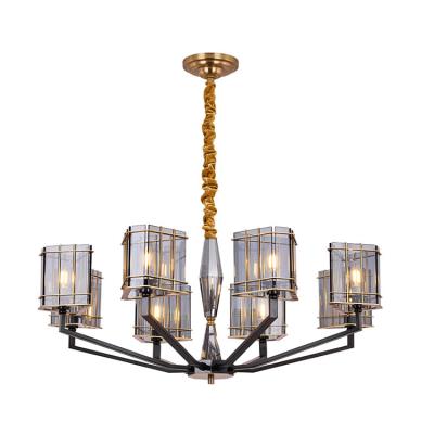 China 2020 modern luxury antique amber smoke stainless steel crystal chandelier for hotel for sale