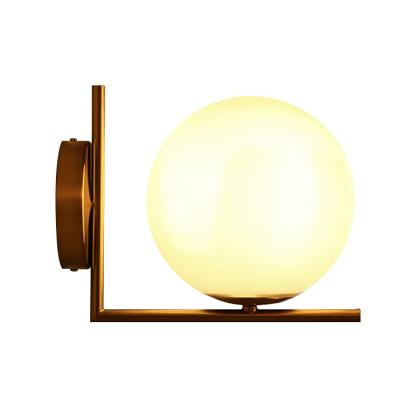 China Modern Simple Modern Indoor Bedroom Glass Ball Decorative Architectural Lighting Wall Lamp for sale