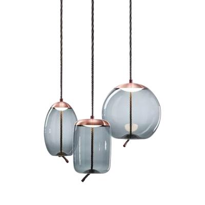 China Modern Simple Restaurant Iron Round Glass Vintage Hanging Pendant Light Fixture for sale