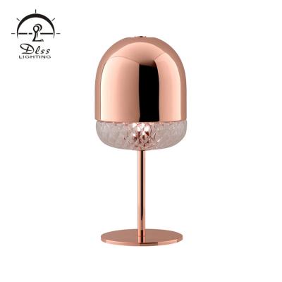 China Contemporary Modern Minimalist Copper Metal and Clear Glass Living Room Bedroom Table Lamp for sale