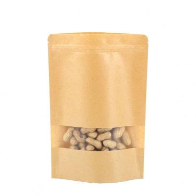 China Recyclable Wholesale Biodegradable Heat Seal Stand Empty Zip Lock Kraft Paper Bag For Nuts And Tea for sale