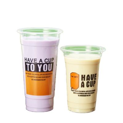 China Bubble Single Wall Disposable Plastic Tea Cup 16 22 24 32 oz PLA Compostable Cold Cups For Juice for sale