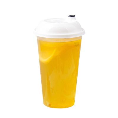 China Custom single wall smoothie tea cup with lid for beverage PET yogurt milktea plastic cup for sale