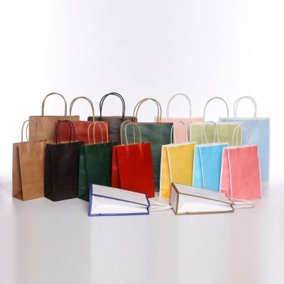 China Recyclable and Eco-friendly Custom Recycled and Eco-friendly Reinforced Craft Paper Food Handle Shopping Tote Bag for sale