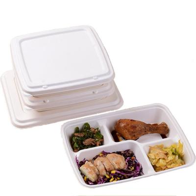 China 1000ml Sugar Cane Pulp Biodegradable Food Tray Compostable Bagasse Lunch Food Box for sale