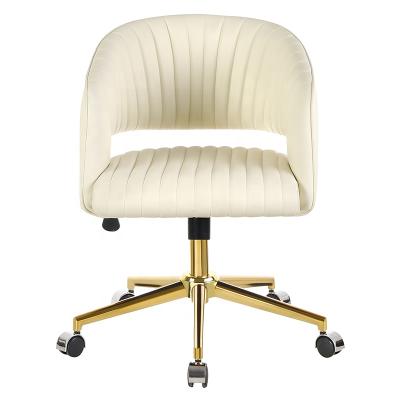 China Adjustable Modern Luxury Velvet White Office Furniture (Height) Home Office Chair With Swivel Base for sale