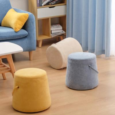 China (Other) Metal Base Velvet Gold Adjustable Round Seated Storage Fabric Ottoman Stool for sale