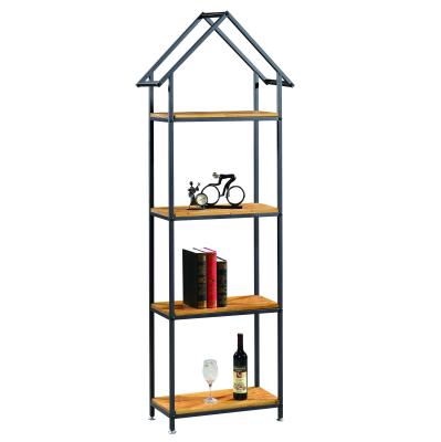 China Mordern Black Living Room Furniture Emergency Exit Shelf Iron Frame Storage Unit Bookcase Bookcase Cubic MDF Shelf for sale