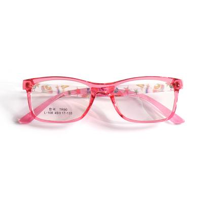 China L-108 Kids Myopia Glass Frame TR90 Glass Super Light High Elastic Frame Made In China Rectangular Eye Reading Frame for sale