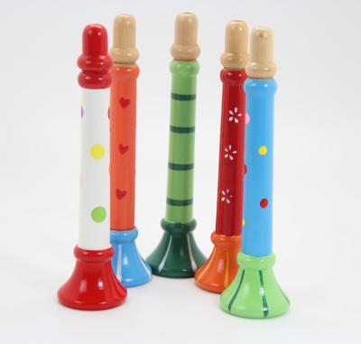 China DF302 Educational Toy High Quality Wooden Horn Cute Plush Musical Instrument Toy for sale