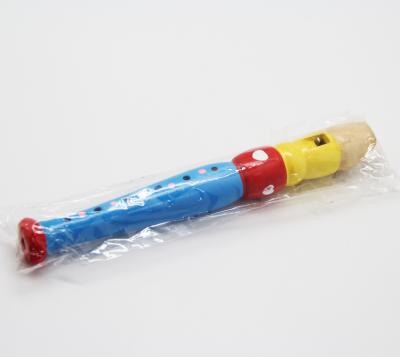 China 8 Holes Musical Instrument Toy Wooden Colorful Wooden Flute For Kids With Opp Bag for sale