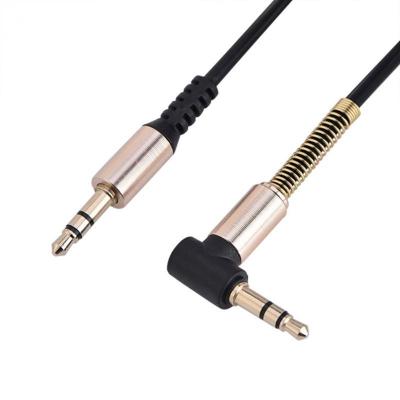 China Protective stretch spring 3.5mm link male to aux audio aux cable. record car male right angle earphone for sale