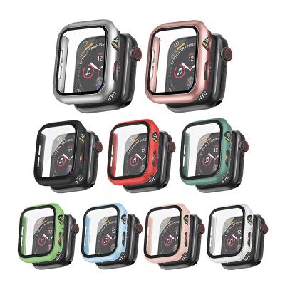 China PC+ tempered movie watch accessories hard tempered protection cover 38mm 40mm 42mm 44mm for apple watch bumper case for iwatch case for sale