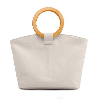 China High quality retro tide models niche design wild wooden portable ring canvas bag launched shoulder bag for sale