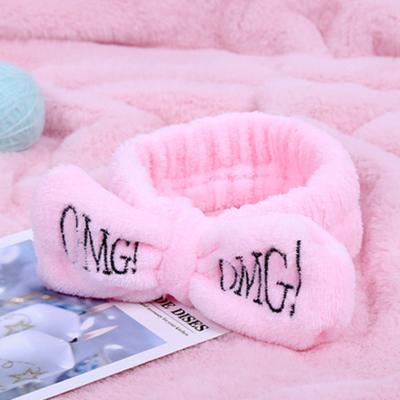 China Rough Wash Women's Bow Hair Band Fashion OH GOD Letters Wash Face Hairband Girls Headband Accessories for sale