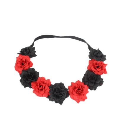 China Women's European and American Floral Girls Handmade Hairband Accessories Headwear Party Halloween Style Garland Party Headband for sale