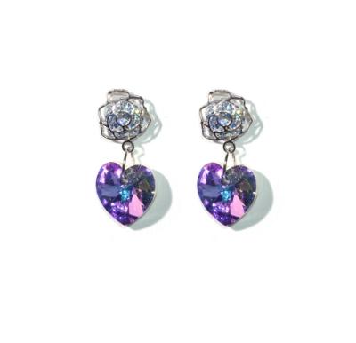 China Austrian Colorful Crystal Earrings Fashion Jewelry Style Korean Silver Needle Classic Trendy Stud Earrings 925 for sale