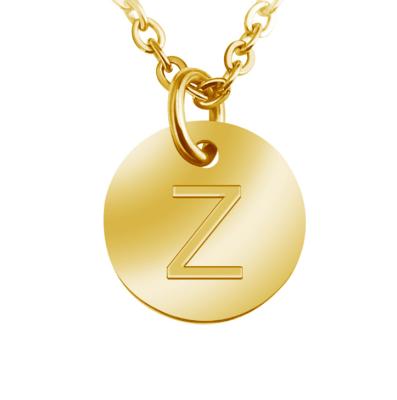 China 2021 New Fashion/Sporty Stainless Steel Casual Elegant Gold Plated Necklace Round Alphabet Drop Necklace for sale