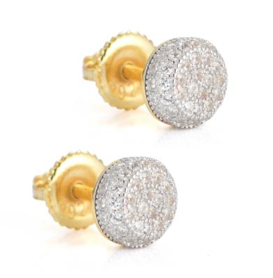 China 2021 Hiphop Men's Hiphop Jewelry Round Earring Gold Plated Bling CZ Stud Iced Out Zircon Diamond Earring for sale