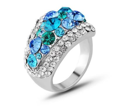 China European and American Diamond Ring Ladies Colorful Index Finger Fashion Jewelry Hiphop Jewelry for Women for sale