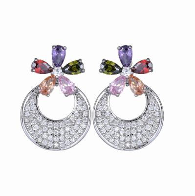 China CLASSIC Fashion 925 Pave Colored Rhinestone Stud Earrings For Women for sale