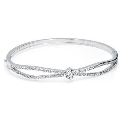 China 2021 Hot Selling CLASSIC Hand - Woven Bracelet 18K White Gold Bangle Jewelry For Gift Party Wedding for sale