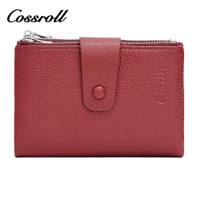 China Waterproof Fashionable Handmade Red Genuine Leather Wallet Case For Women Lady Wallet New 2022 for sale