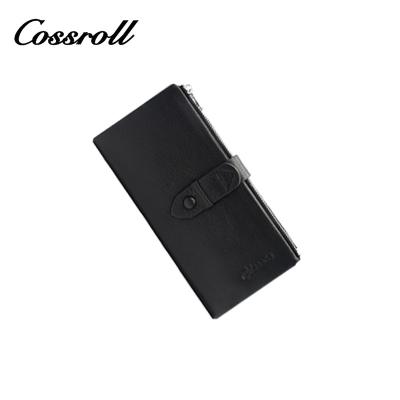 China Waterproof Black Leather Wallet For Men Fashion Bifold Wallet RFID Blocking Card Holder Men Long Wallet High Quality for sale