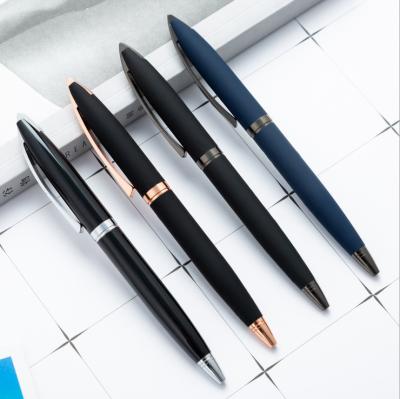 China office & High Level Matte School Pen Glue Metal Ballpoint Pen Business Gift Pen Set With Pen Box for sale