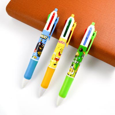 China office & School Pen China customized plastic pen 3 color ball pen cartoon stickers bulk pen from china factory for sale