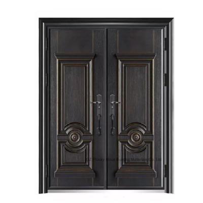 China Villa Base Track Luxury Aluminum Front Door Modern Exterior Luxury Double Leaf Security Front Door for sale