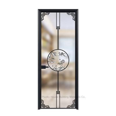 China Wholesale Modern Narrow Aluminum Slim Aluminum Frame Bathroom Glass Swing Door for sale